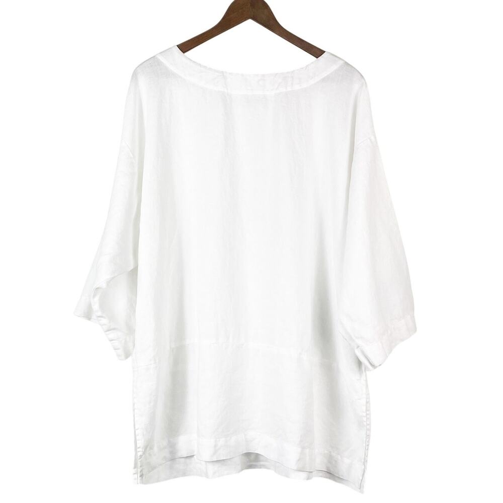 Pure Jill Women's White Linen Tunic Top Shirt Size Large Beach Summer Coastal